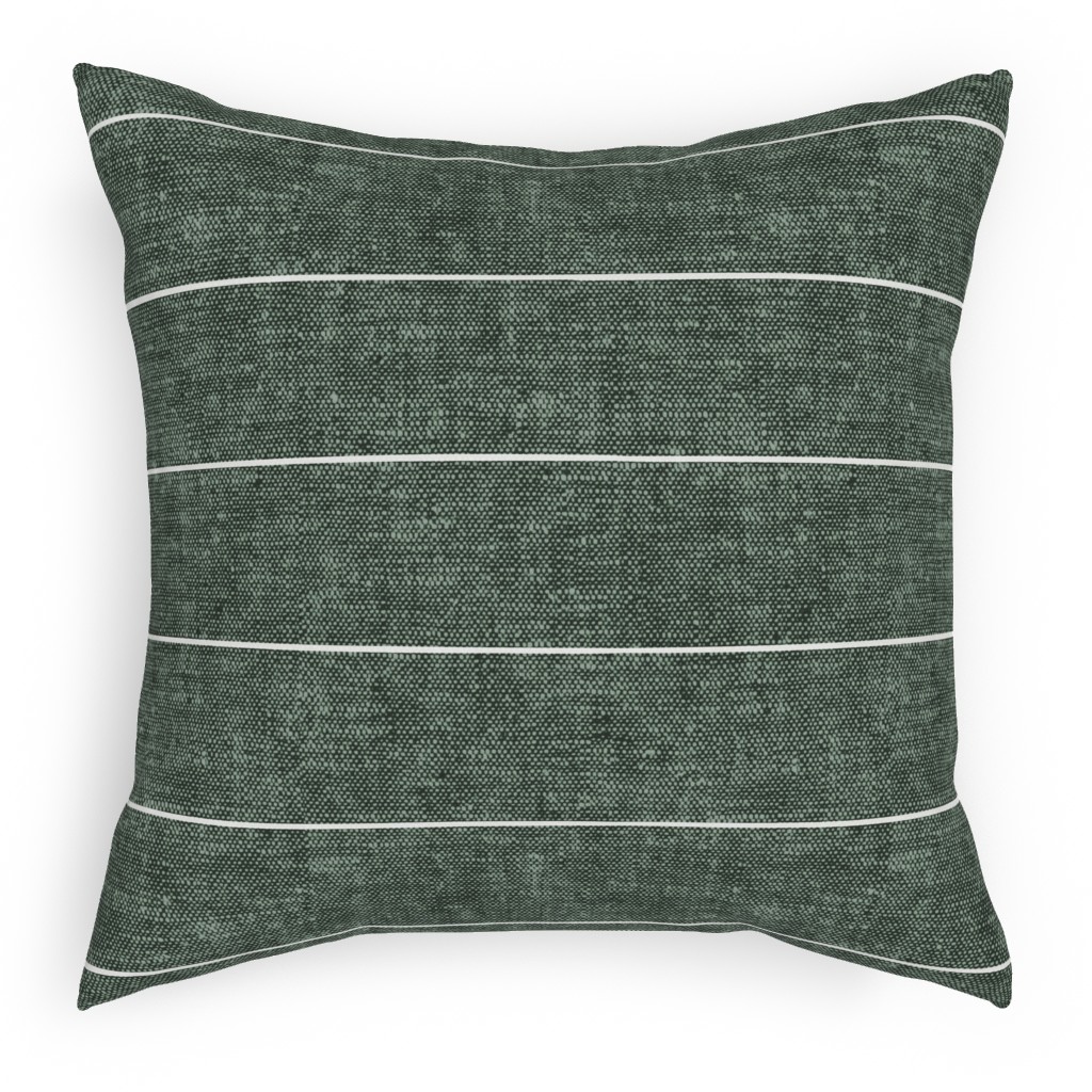 Farmhouse Stripes - Restoration Green Pillow, Woven, White, 18x18, Double Sided, Green, Classic Green