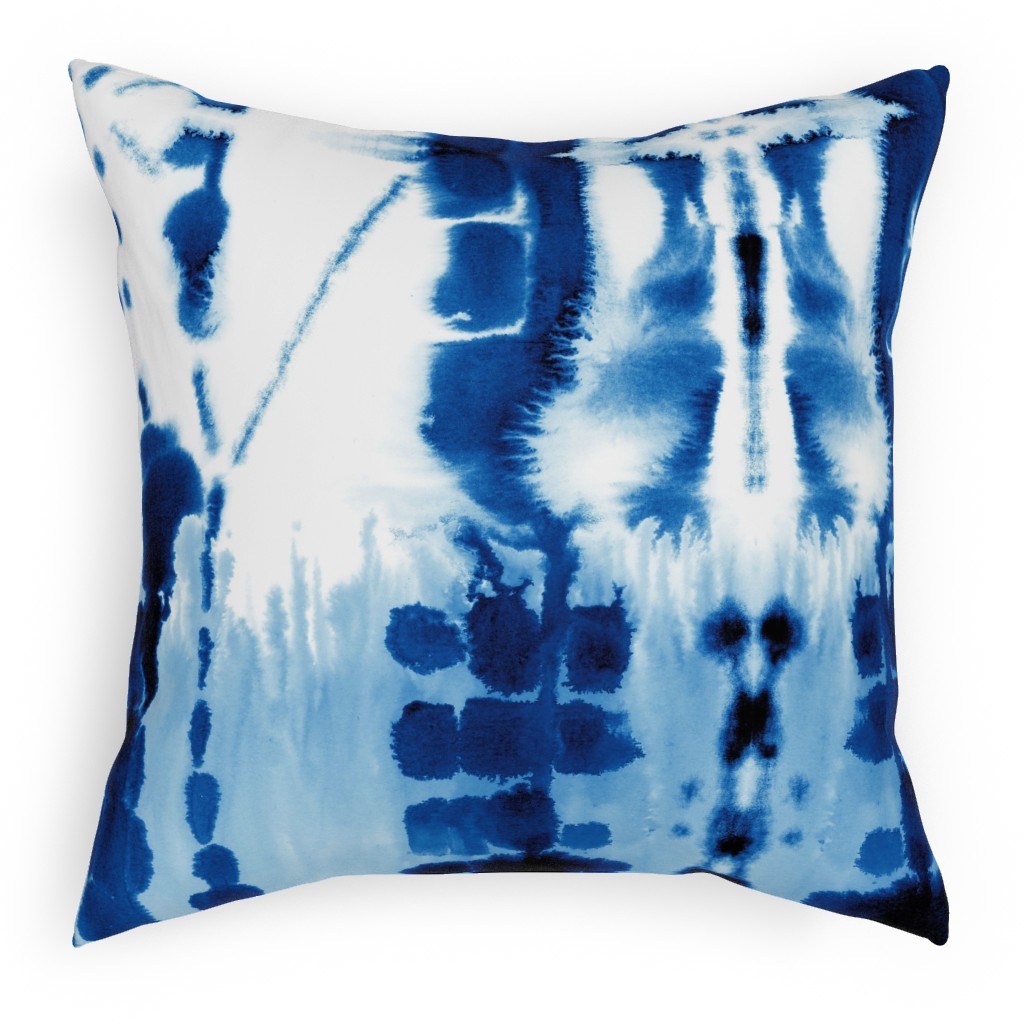 Paradigm Watercolor Tie-Dye - Blue Pillow, Woven, White, 18x18, Double Sided, Blue, True Blue
