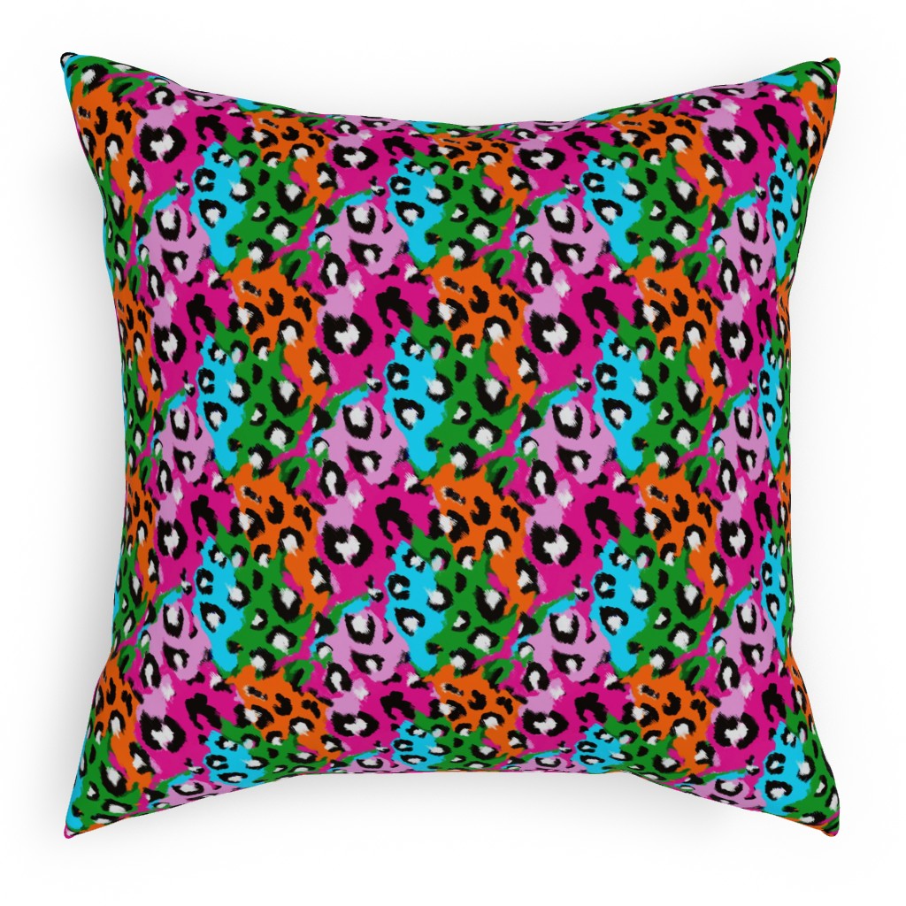 Leopard Print - Multi Pillow, Woven, White, 18x18, Double Sided, Multicolor