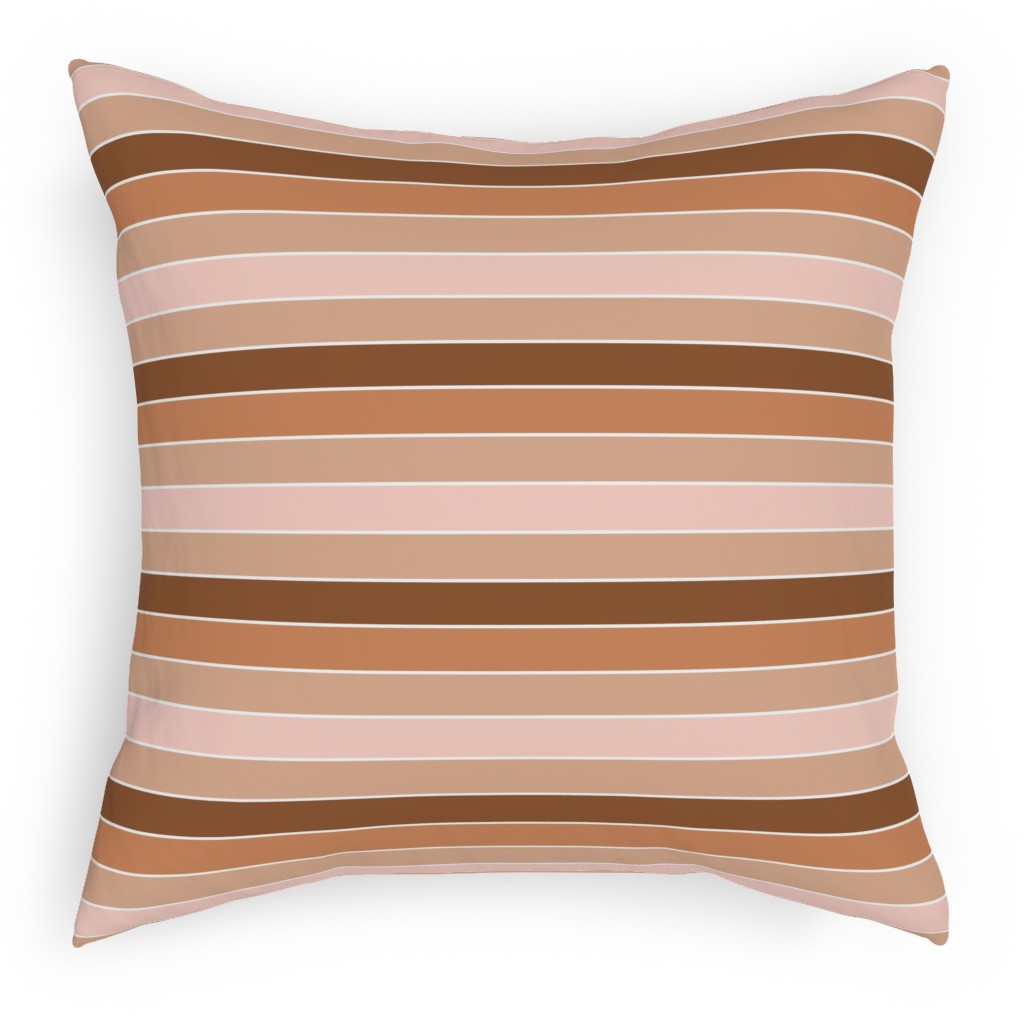 Candy Stripes - Warm Pillow, Woven, White, 18x18, Double Sided, Pink