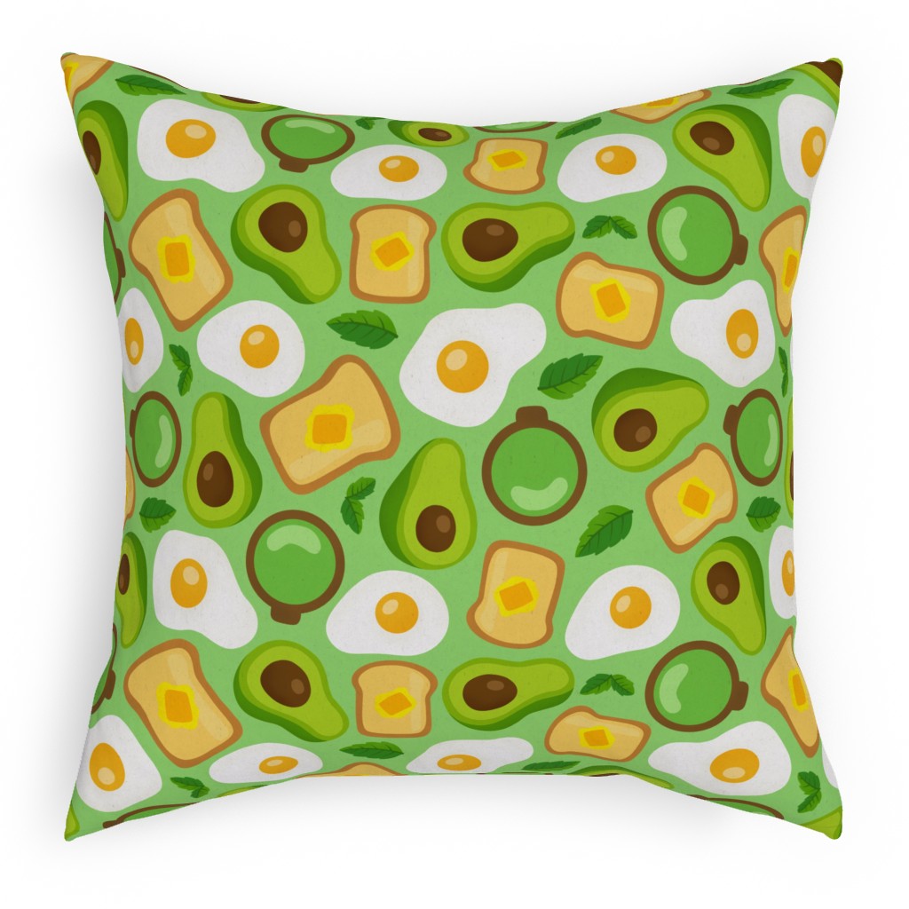 Deconstructed Avocado Toast - Green Pillow, Woven, White, 18x18, Double Sided, Green, Classic Green