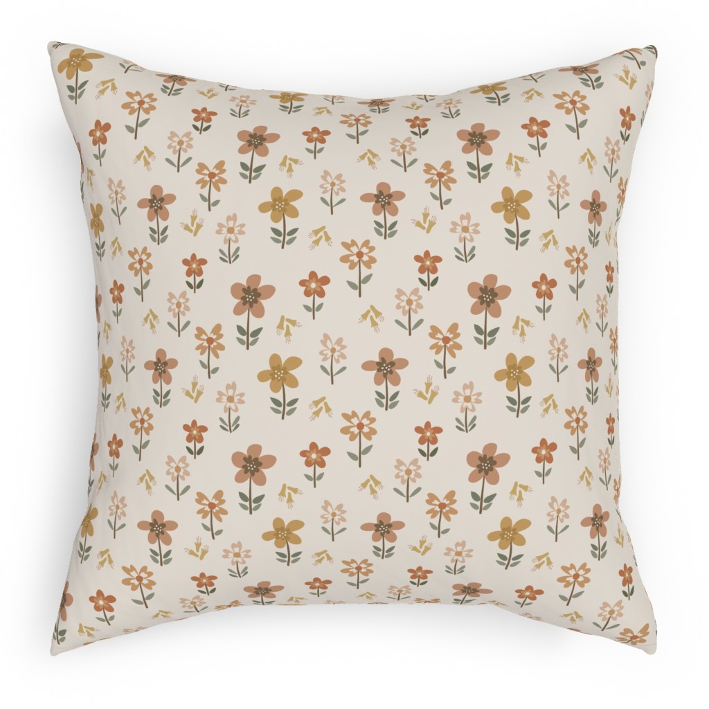 Retro Park Wildflowers Pillow, Woven, White, 18x18, Double Sided, Beige