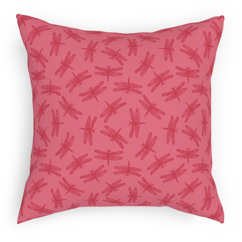 Vintage Dragonfly - Pink Pillow, Woven, White, 18x18, Double Sided, Pink