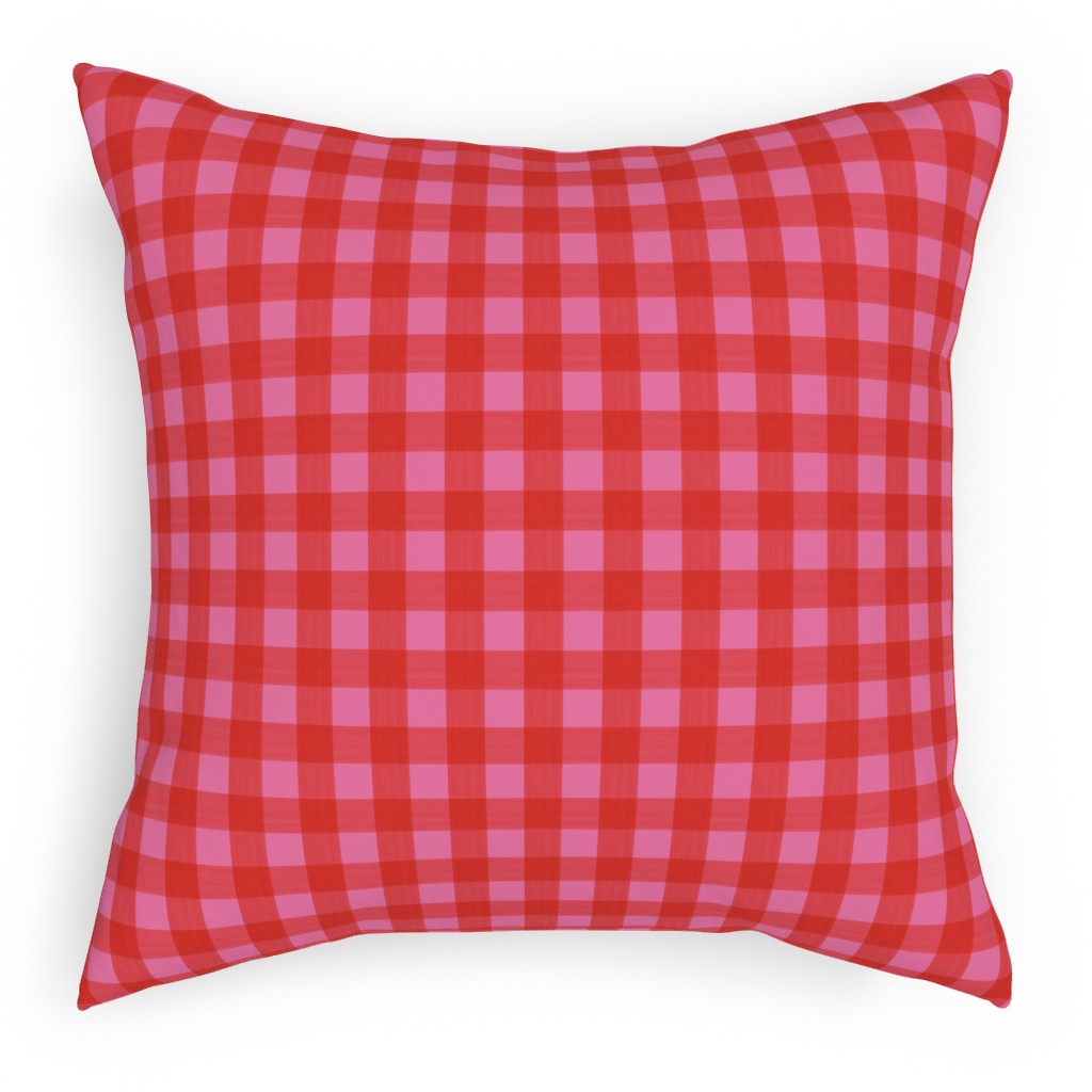 Valentine Buffalo Plaid Pillow, Woven, White, 18x18, Double Sided, Pink