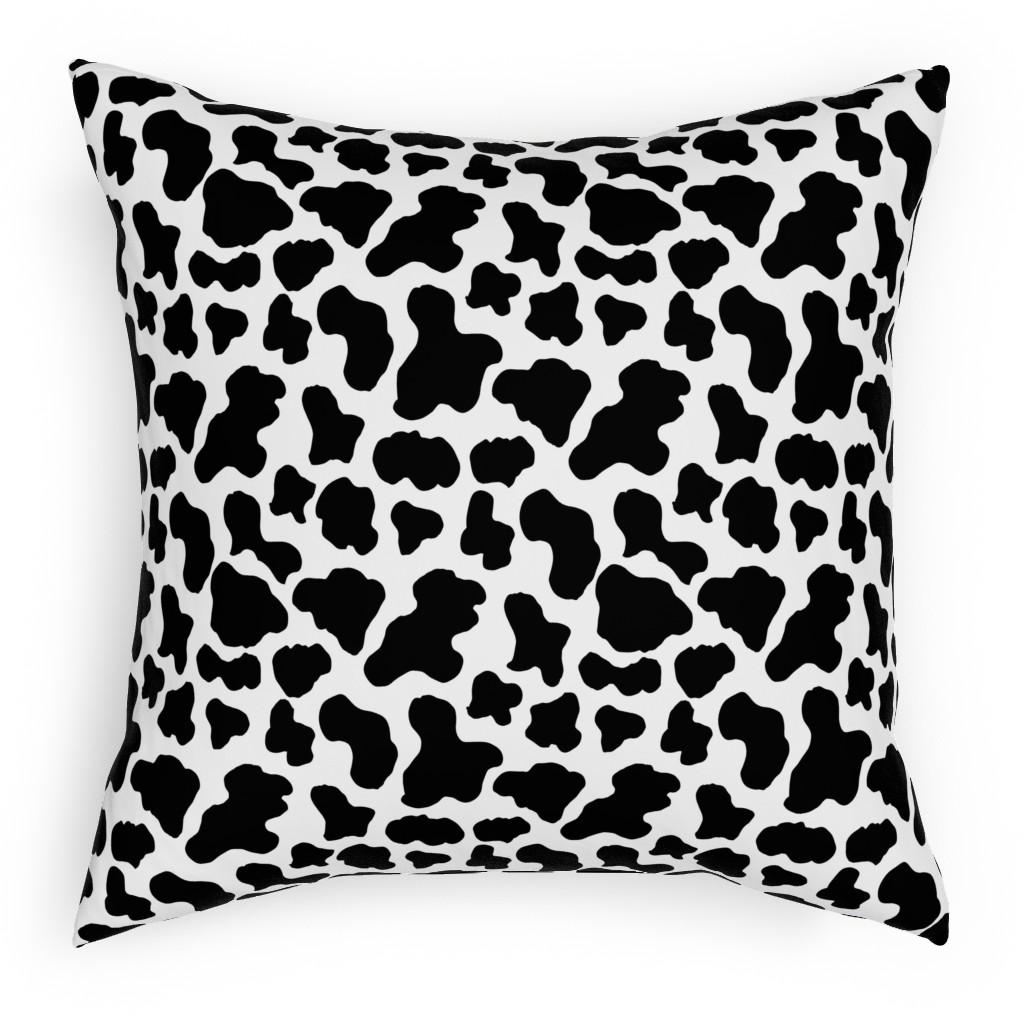 Cow Print - Black and White Pillow, Woven, White, 18x18, Double Sided, Black
