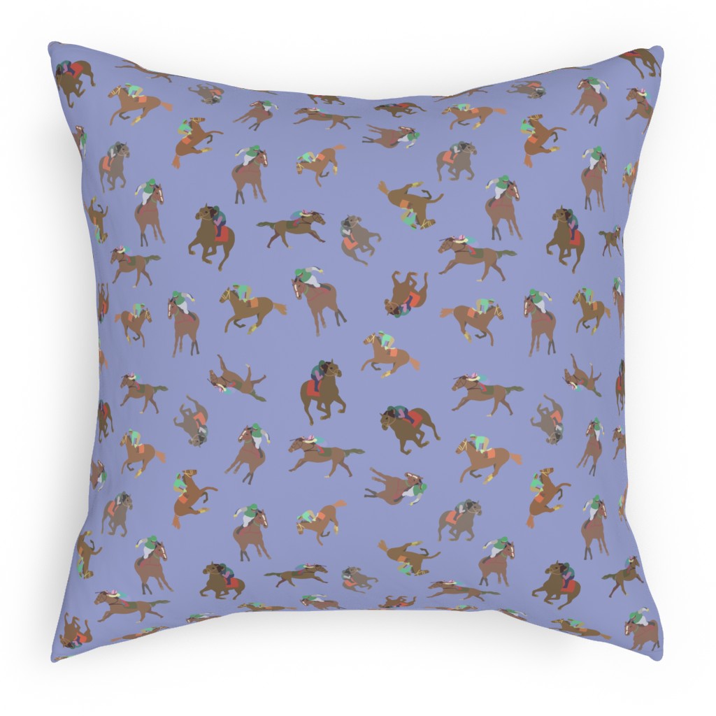 Horses Running Pillow, Woven, White, 18x18, Double Sided, Purple, Sea Swell