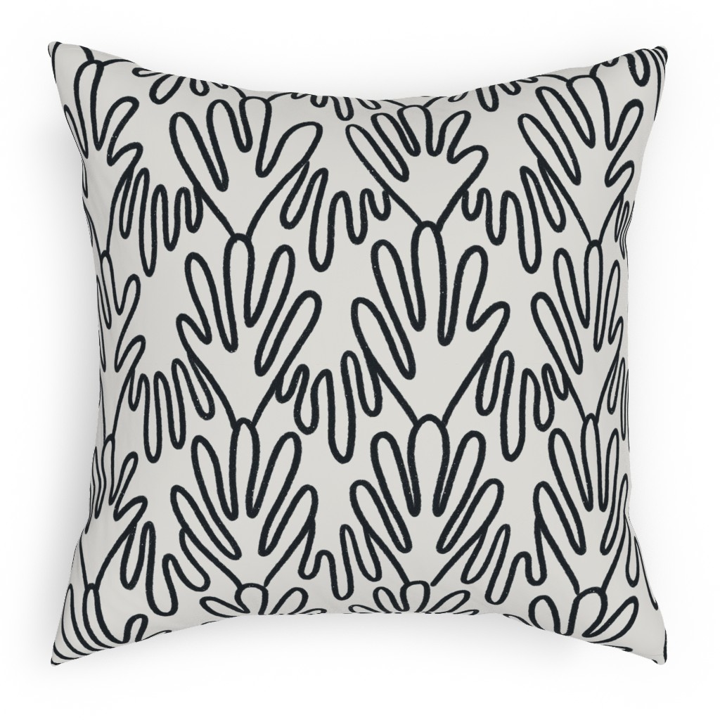 Wavy Lines - Black on White Pillow, Woven, White, 18x18, Double Sided, White, White