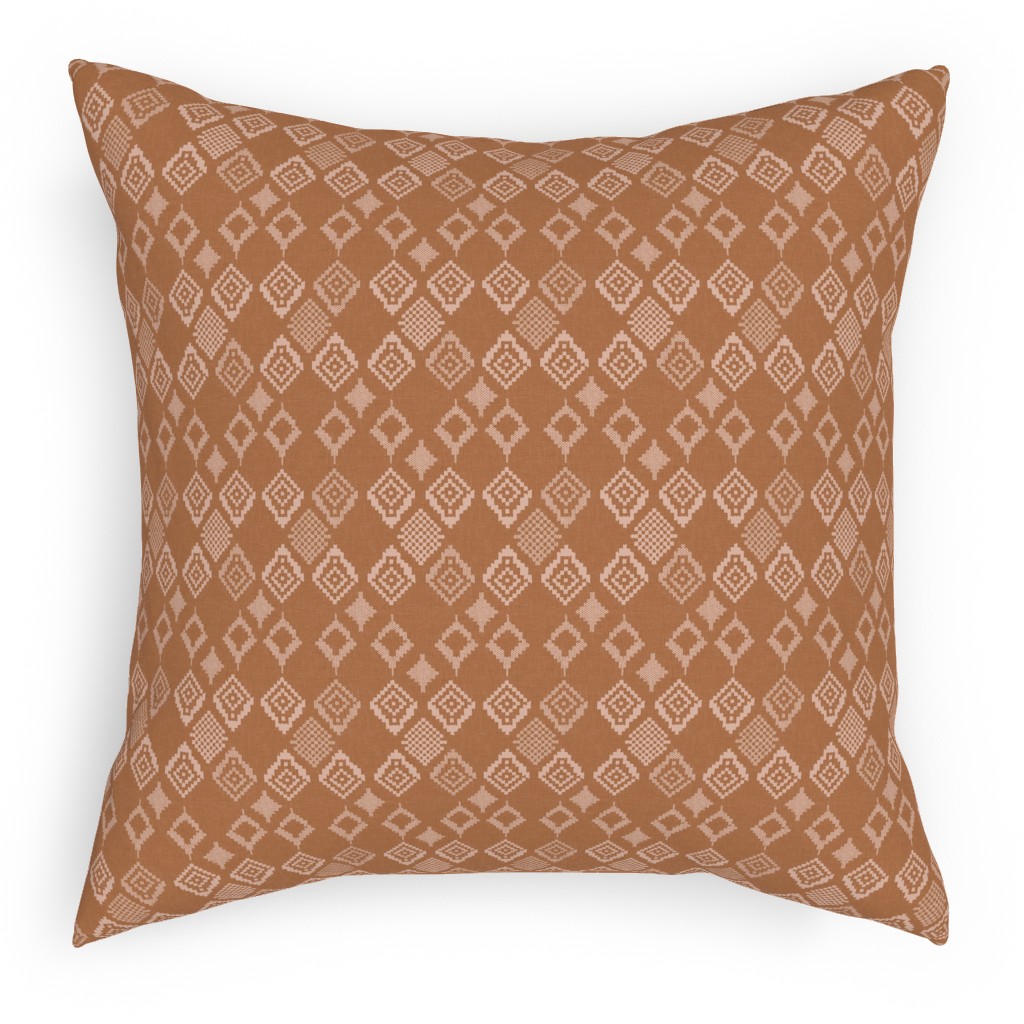 Boho Fair Isle - Rust Pillow, Woven, White, 18x18, Double Sided, Orange