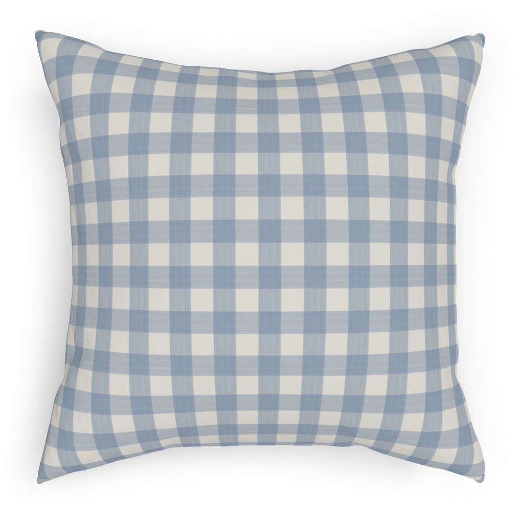 Buffalo Plaid - Soft Blue & Cream Pillow, Woven, White, 18x18, Double Sided, Blue, True Blue