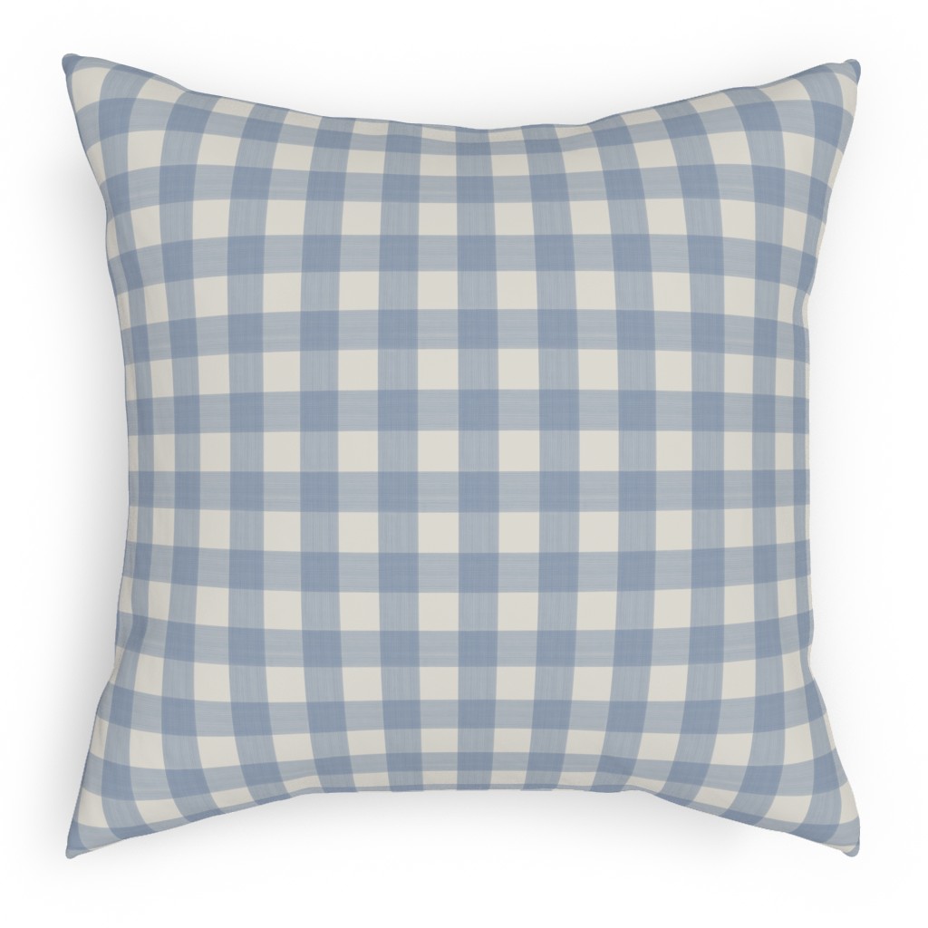 Buffalo Plaid - Soft Blue & Cream Pillow, Woven, White, 18x18, Double Sided, Blue