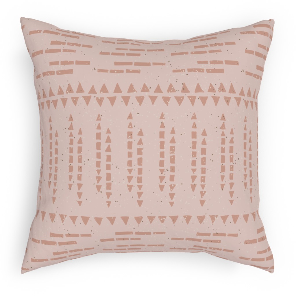 Boho Tribal Dashed Geometric - Pink Pillow, Woven, White, 18x18, Double Sided, Pink