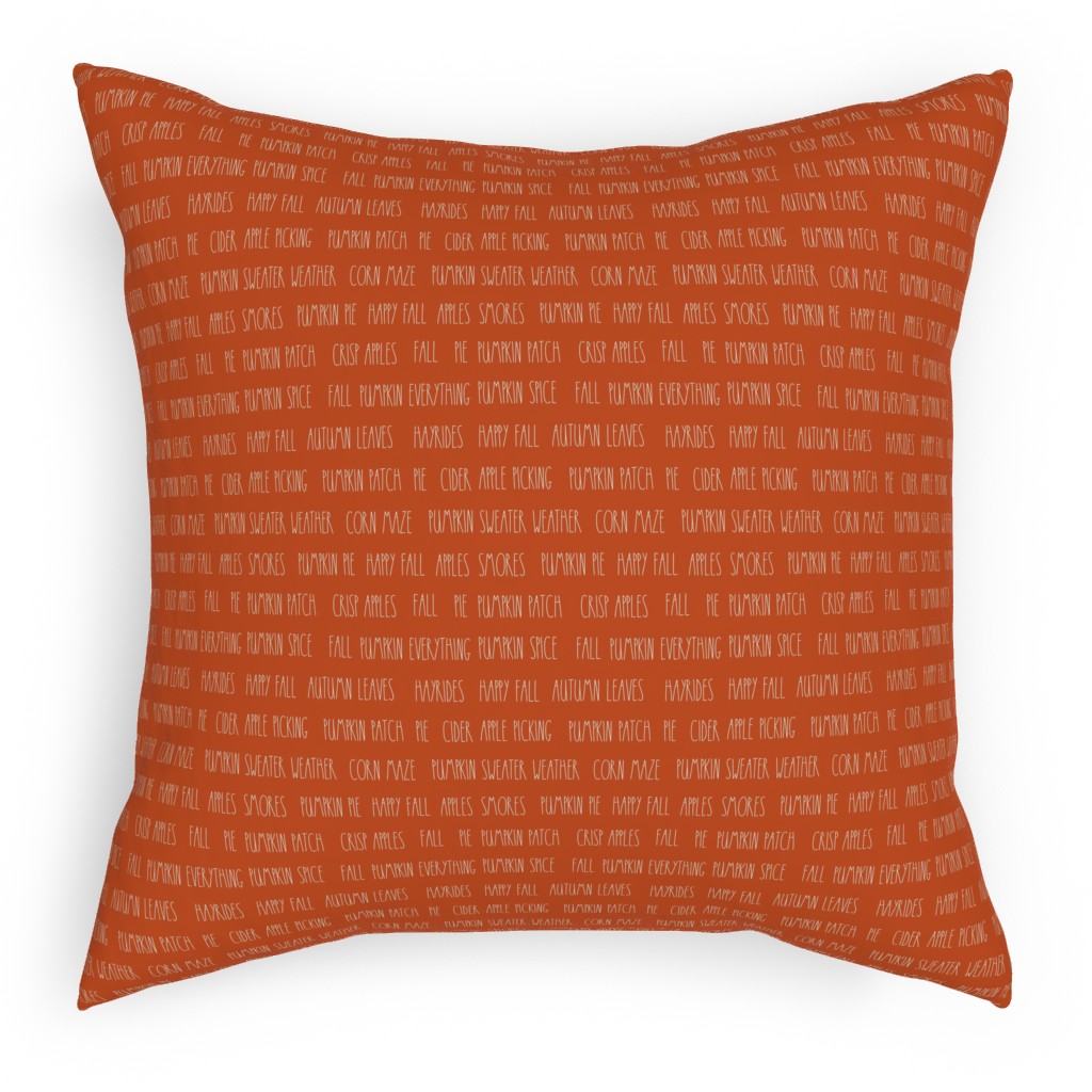 Fall Typography - Orange Pillow, Woven, White, 18x18, Double Sided, Orange