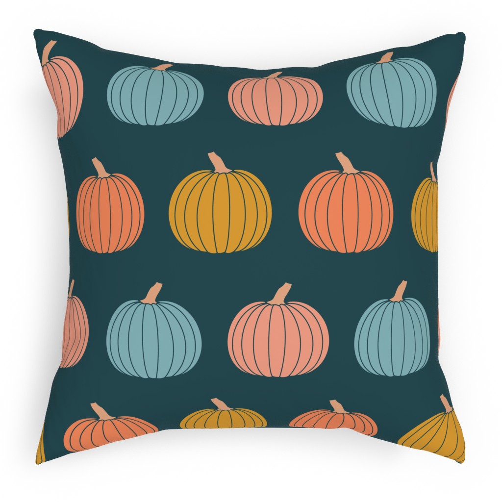 Colorful Halloween - Teal and Orange Pillow, Woven, White, 18x18, Double Sided, Multicolor