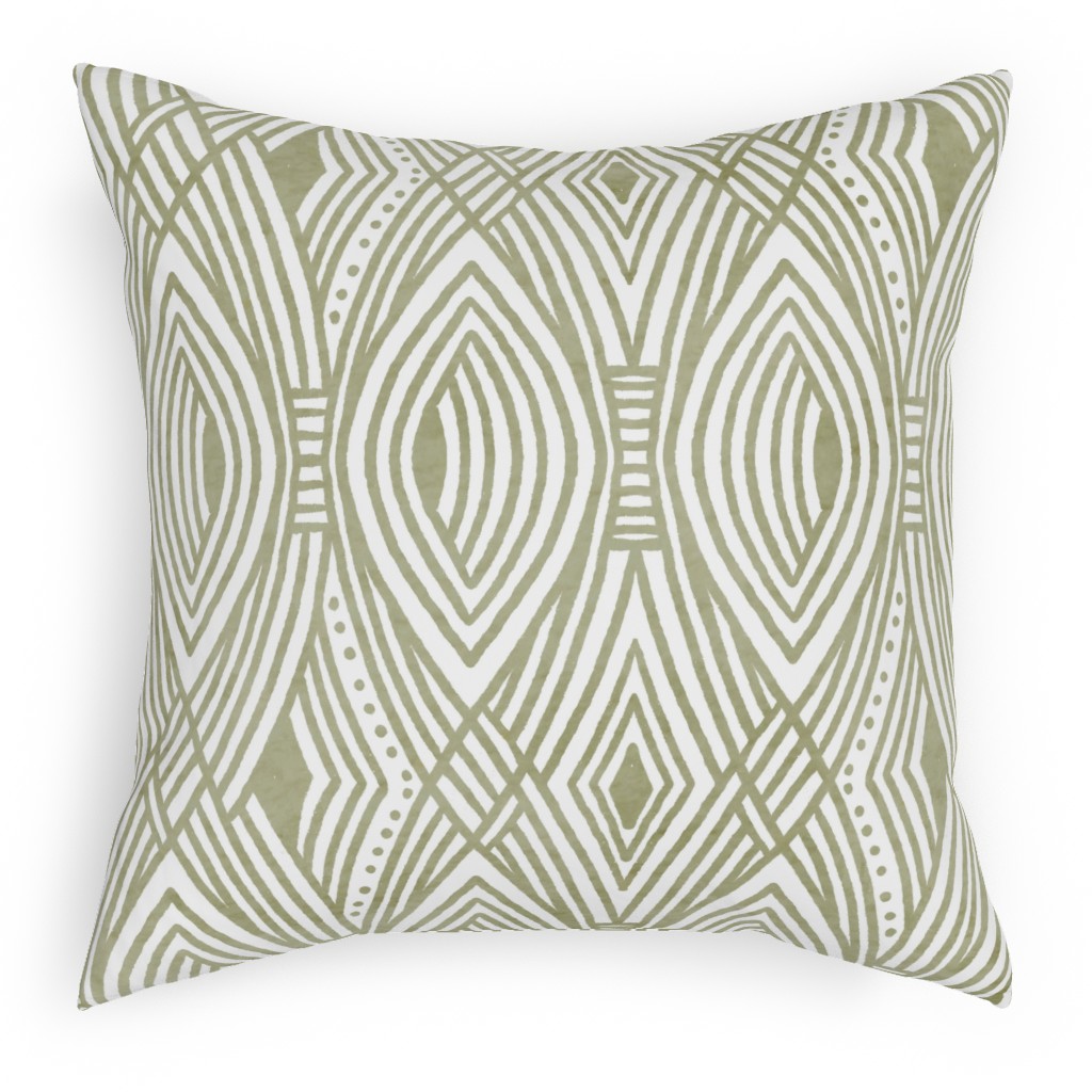 Katherine - Green Pillow, Woven, White, 18x18, Double Sided, Green