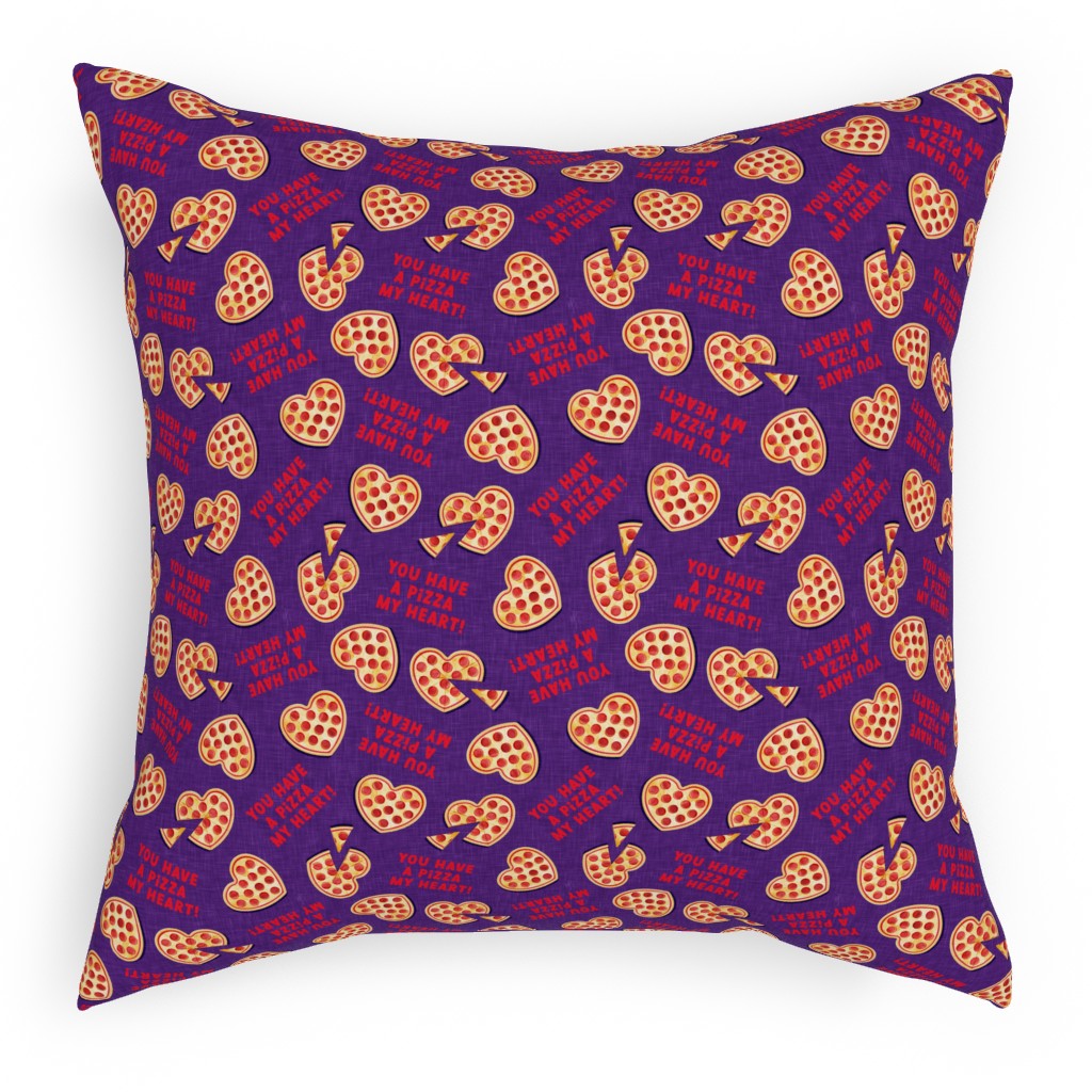 You Have a Pizza My Heart Pillow, Woven, White, 18x18, Double Sided, Purple, Purple