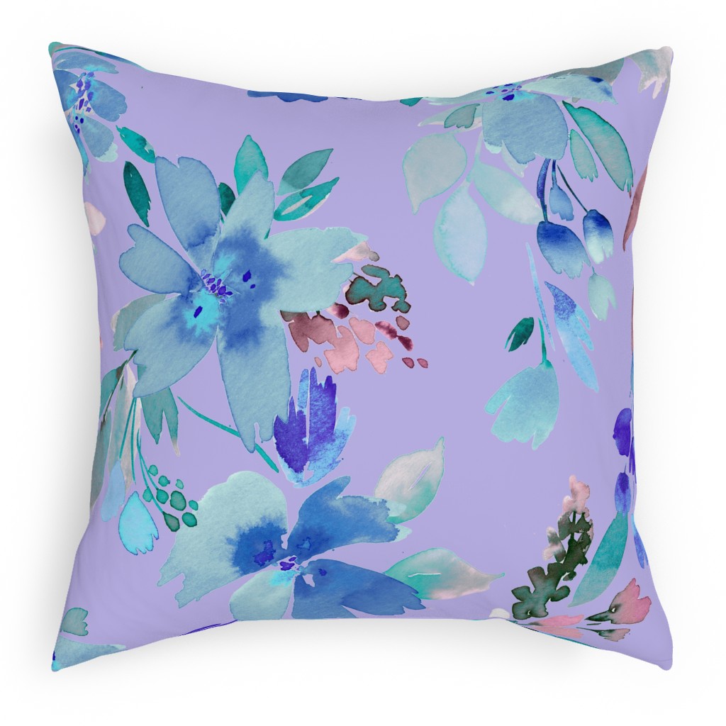 Very Peri Summer Floral - Purple Pillow, Woven, White, 18x18, Double Sided, Purple, Purple