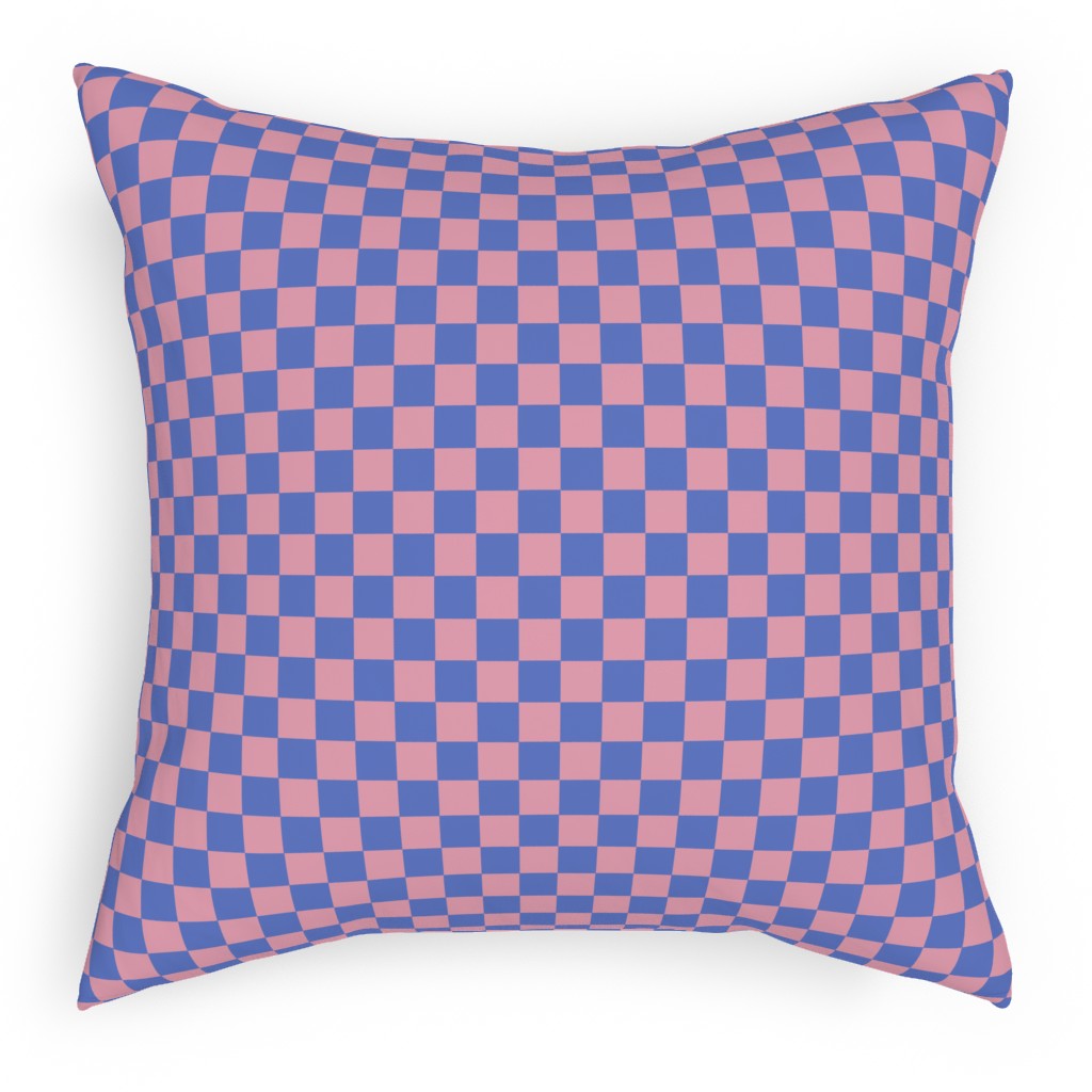 Fun Checkers - Pink and Purple Pillow, Woven, White, 18x18, Double Sided, Pink