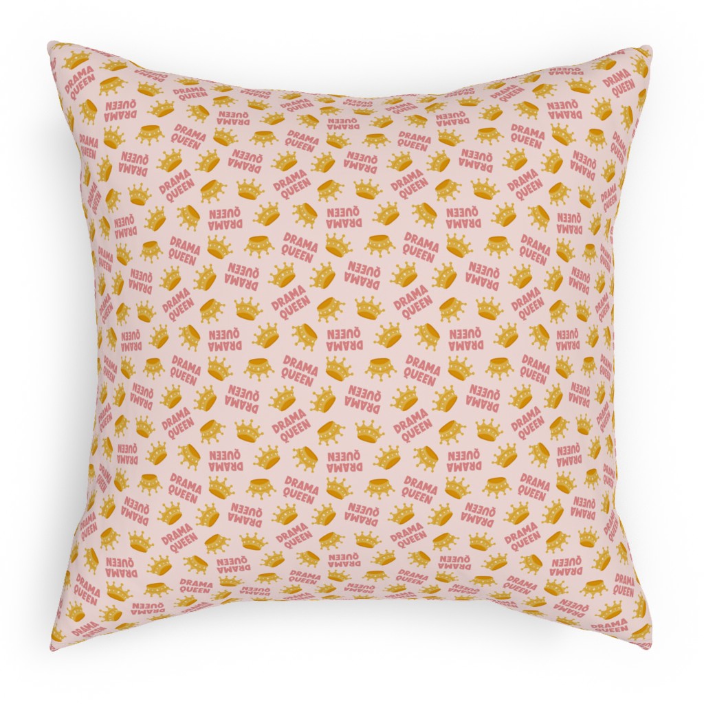Drama Queen - Pink Pillow, Woven, White, 18x18, Double Sided, Pink