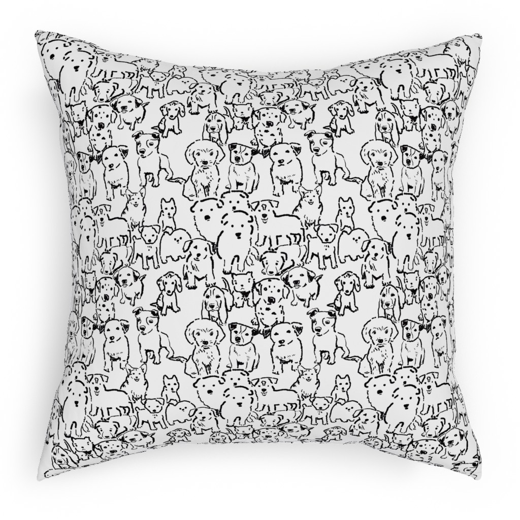 Puppies Pillow, Woven, White, 18x18, Double Sided, White