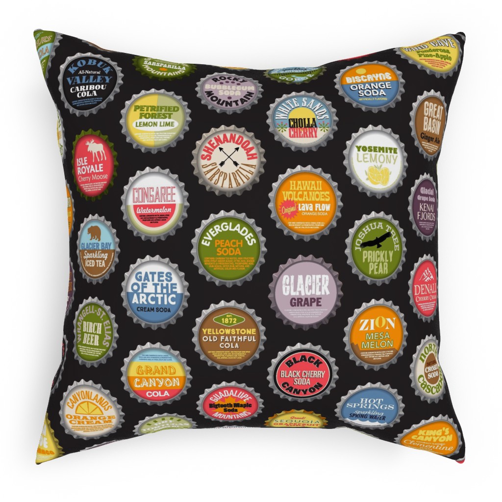 Bottlecaps National Park - Multi Pillow, Woven, White, 18x18, Double Sided, Multicolor