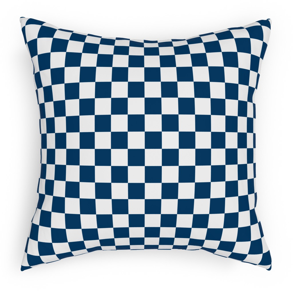 Wonderland Checkerboard - Lonely Angel Blue & White Pillow, Woven, White, 18x18, Double Sided, Blue