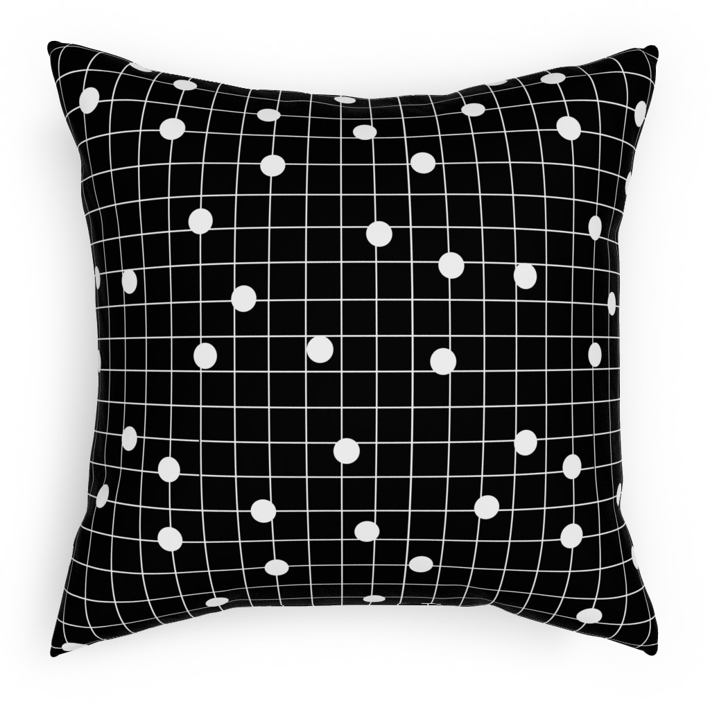 Dot Line - Black and White Pillow, Woven, White, 18x18, Double Sided, Black, Black