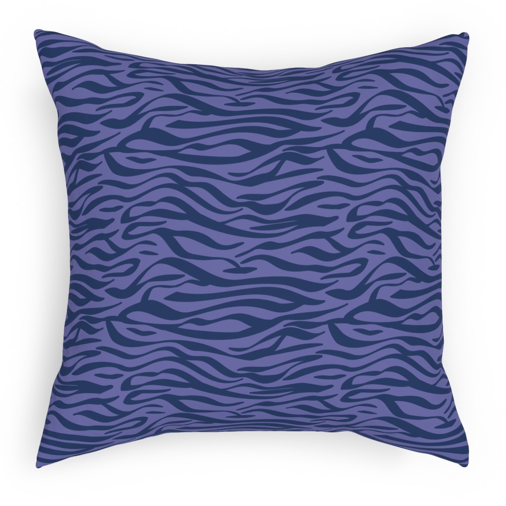 Zebra Animal Print - Purple Pillow, Woven, White, 18x18, Double Sided, Purple