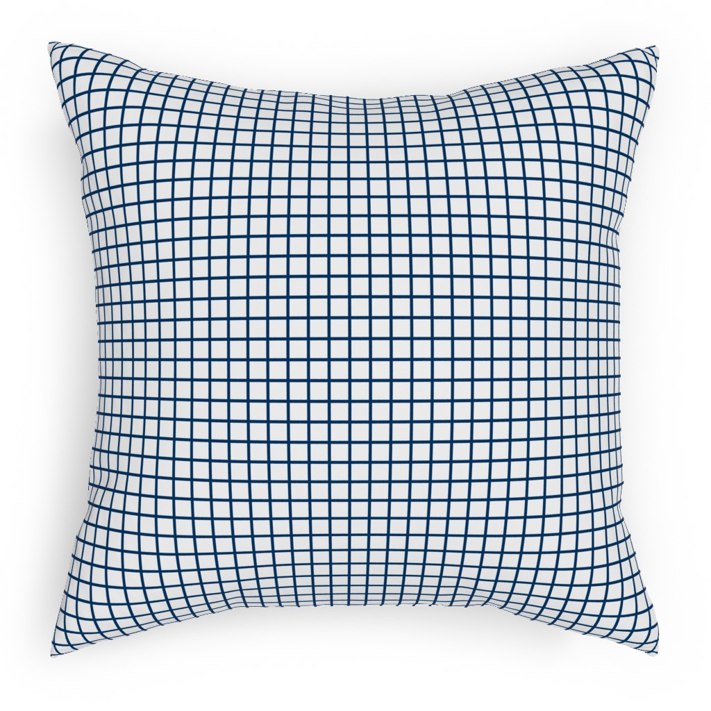 Grid - Navy and White Pillow, Woven, White, 18x18, Double Sided, Blue, True Blue