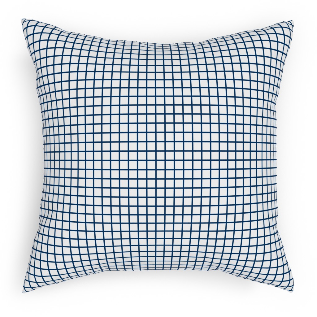 Grid - Navy and White Pillow, Woven, White, 18x18, Double Sided, Blue