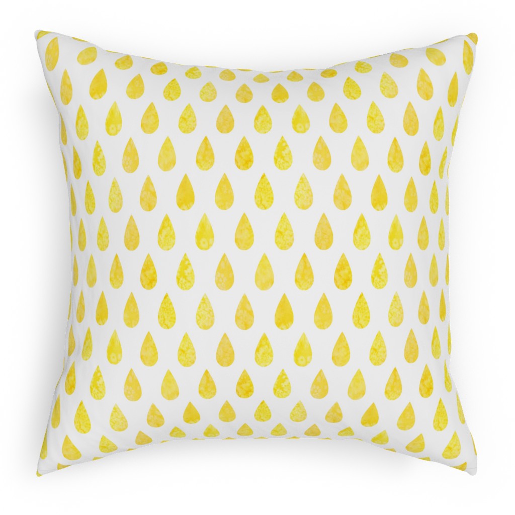 Drops Pillow, Woven, White, 18x18, Double Sided, Yellow