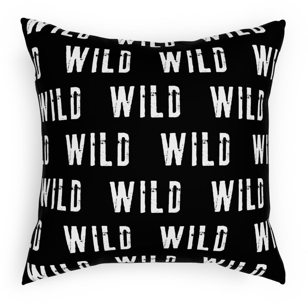 Wild - Black Pillow, Woven, White, 18x18, Double Sided, Black