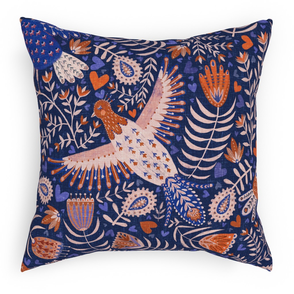 All My Birds - Blue Pillow, Woven, White, 18x18, Double Sided, Blue