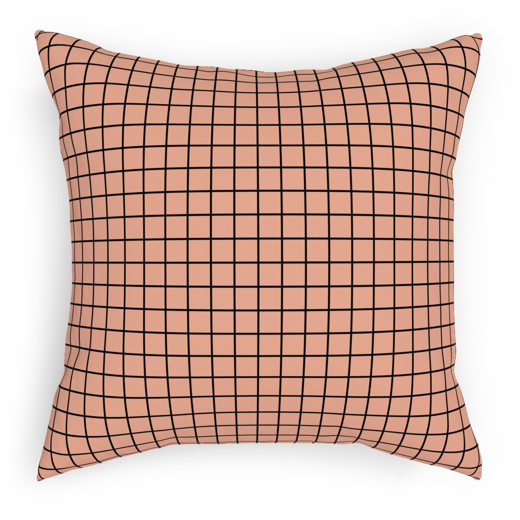 Square Grid Pillow, Woven, White, 18x18, Double Sided, Pink
