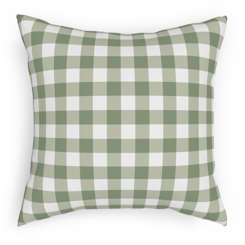 Plaid - Green Pillow, Woven, White, 18x18, Double Sided, Green