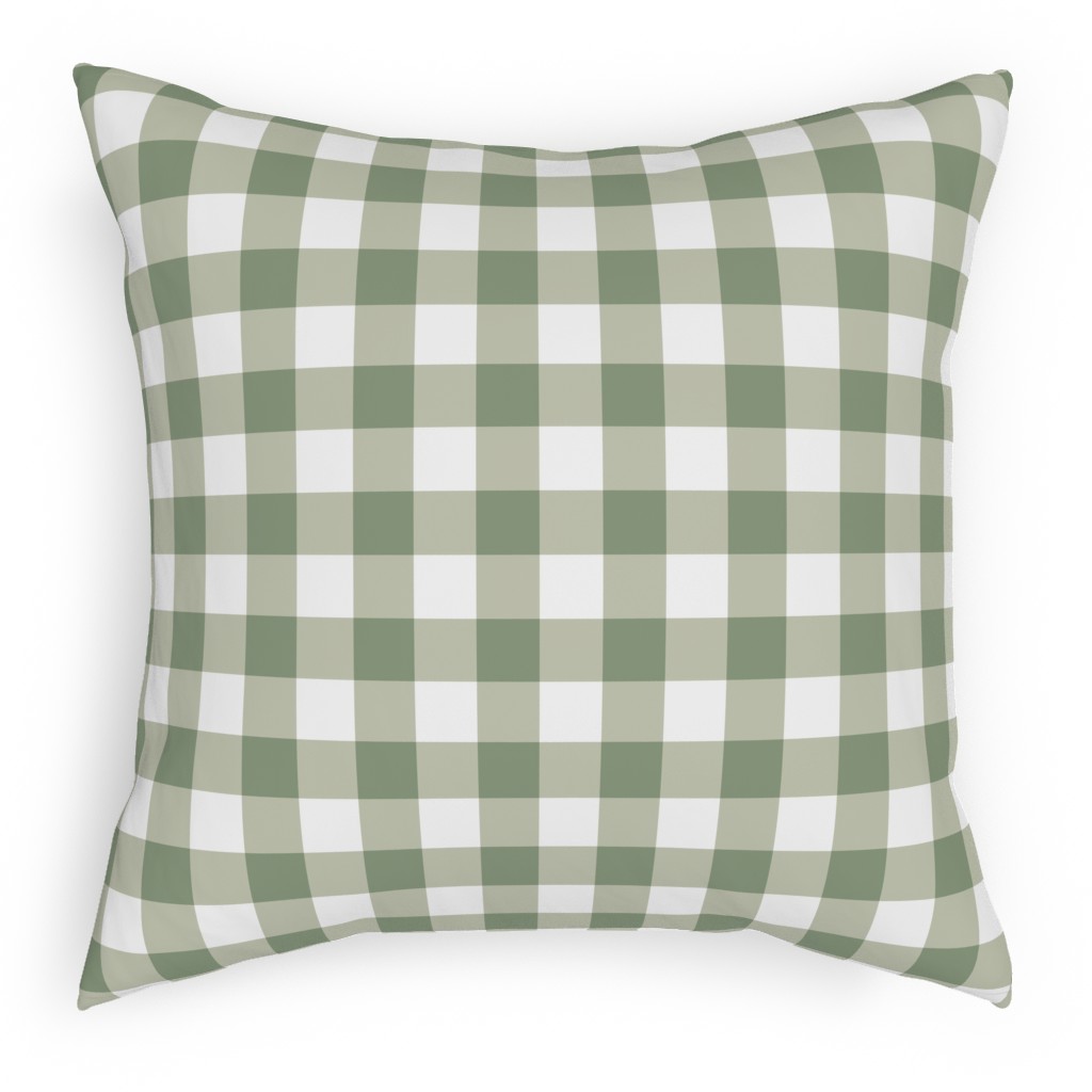 Plaid - Green Pillow, Woven, White, 18x18, Double Sided, Green, Classic Green