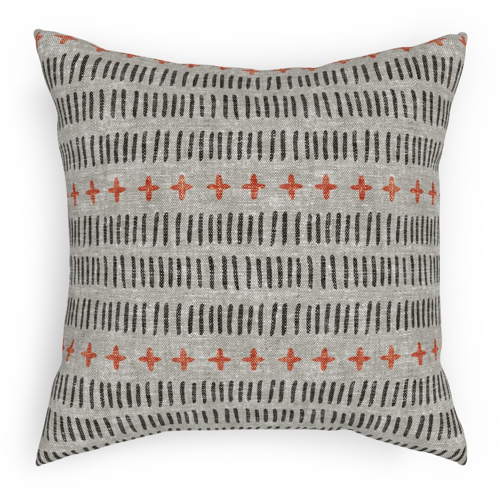 Modern Farmhouse Dash - Multi on Beige Pillow, Woven, White, 18x18, Double Sided, Gray