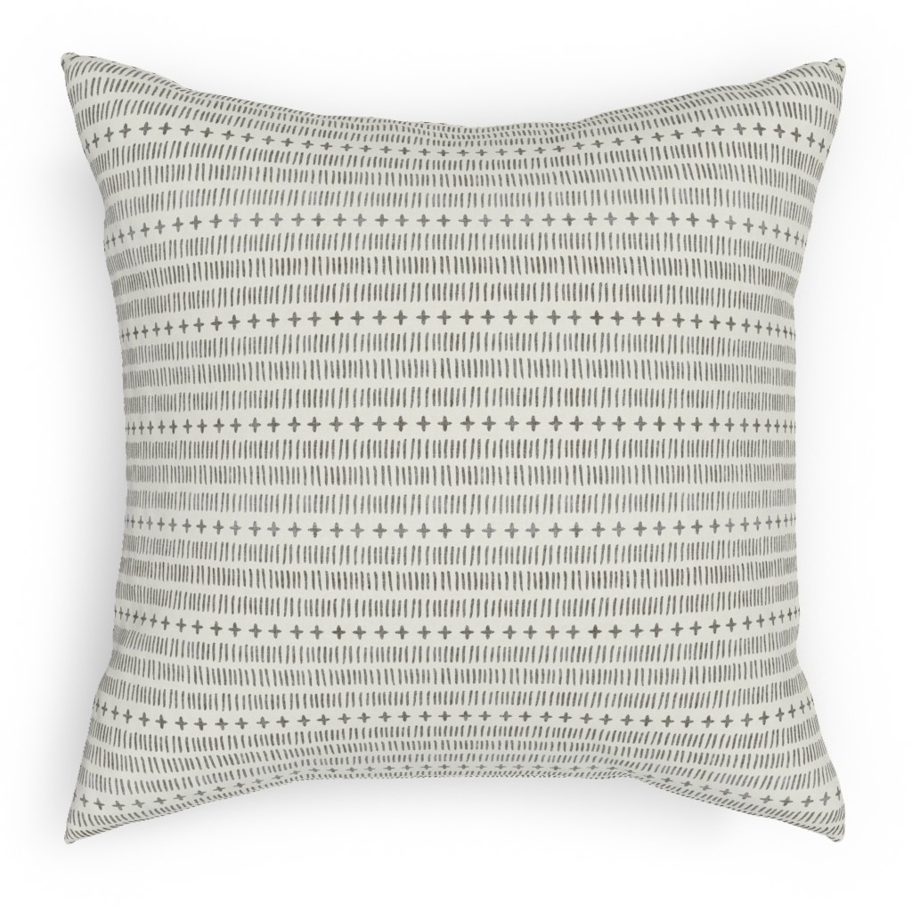 Modern Farmhouse Dash - Light Pillow, Woven, White, 18x18, Double Sided, Beige