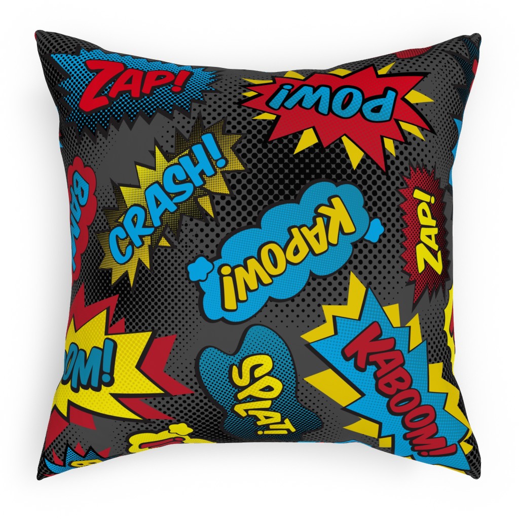 Super Words! - Multi Pillow, Woven, White, 18x18, Double Sided, Multicolor