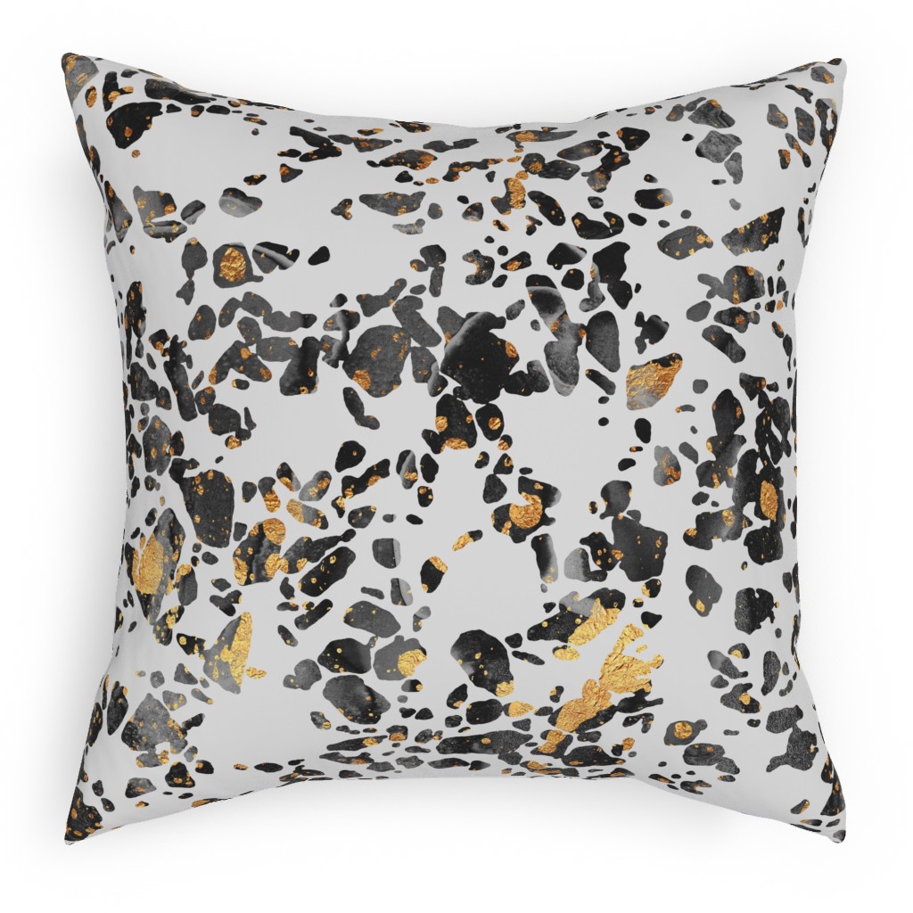 Gold Speckled Terrazzo Pillow, Woven, White, 18x18, Double Sided, Black