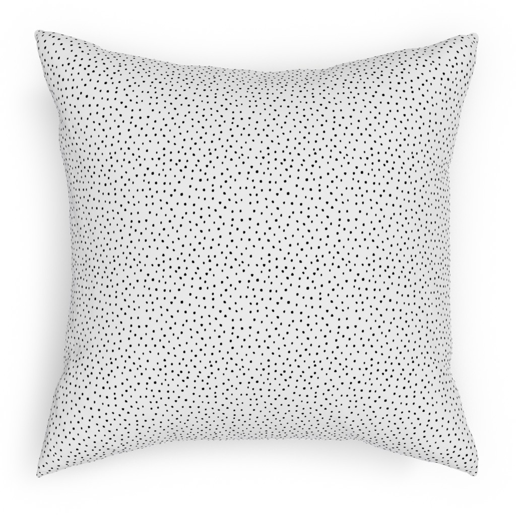 Tiny Dot - Black + White Pillow, Woven, White, 18x18, Double Sided, White