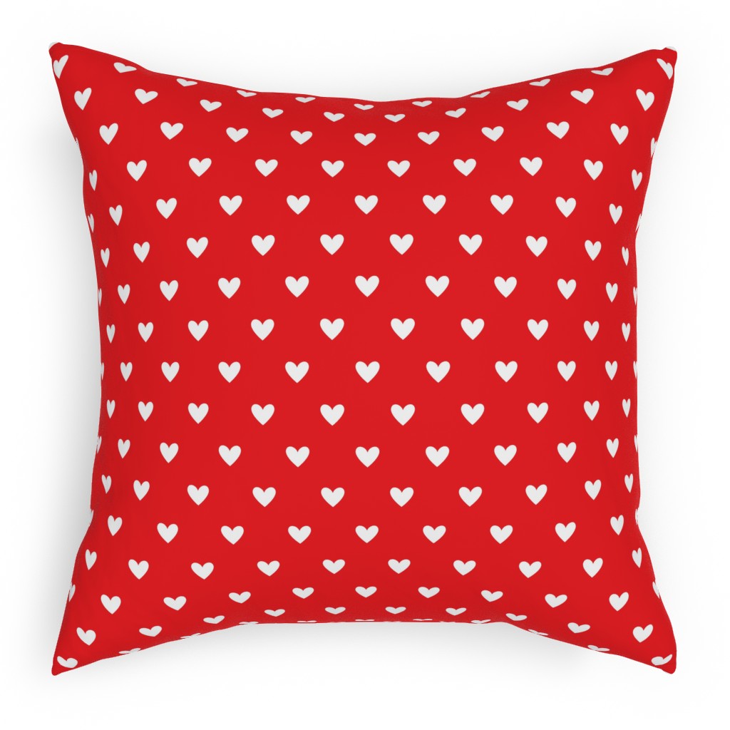 Love Hearts - Red Pillow, Woven, White, 18x18, Double Sided, Red