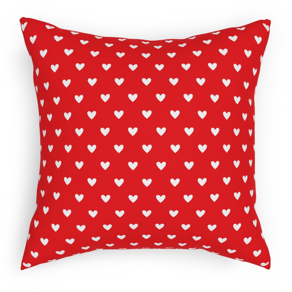 Love Hearts - Red Pillow, Woven, White, 18x18, Double Sided, Red, Red