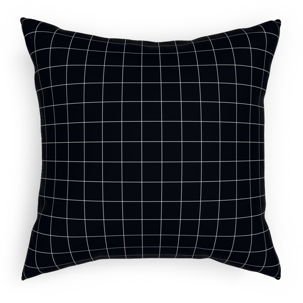 Grid - Black Ad White Pillow, Woven, White, 18x18, Double Sided, Black