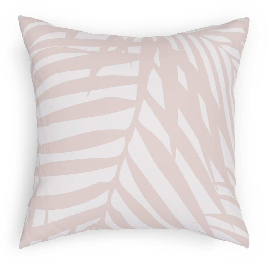 Fronds - Petal Pink Pillow, Woven, White, 18x18, Double Sided, Pink