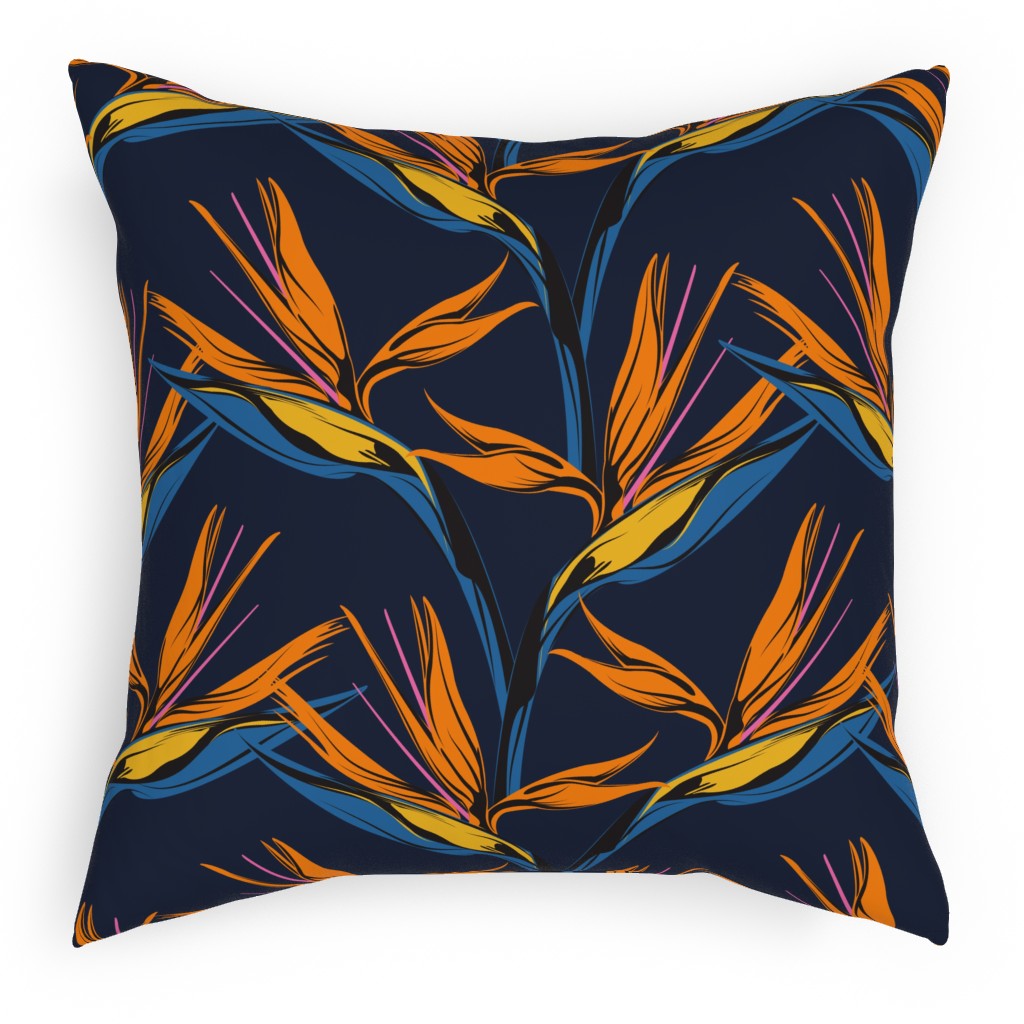 Bird of Paradise Pillow, Woven, White, 18x18, Double Sided, Blue, Silhouette