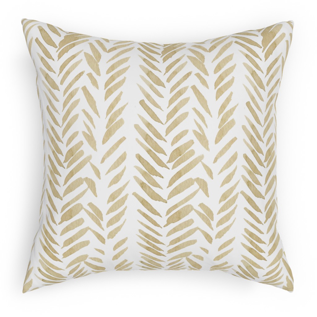 Leaf - Gold Pillow, Woven, White, 18x18, Double Sided, Yellow