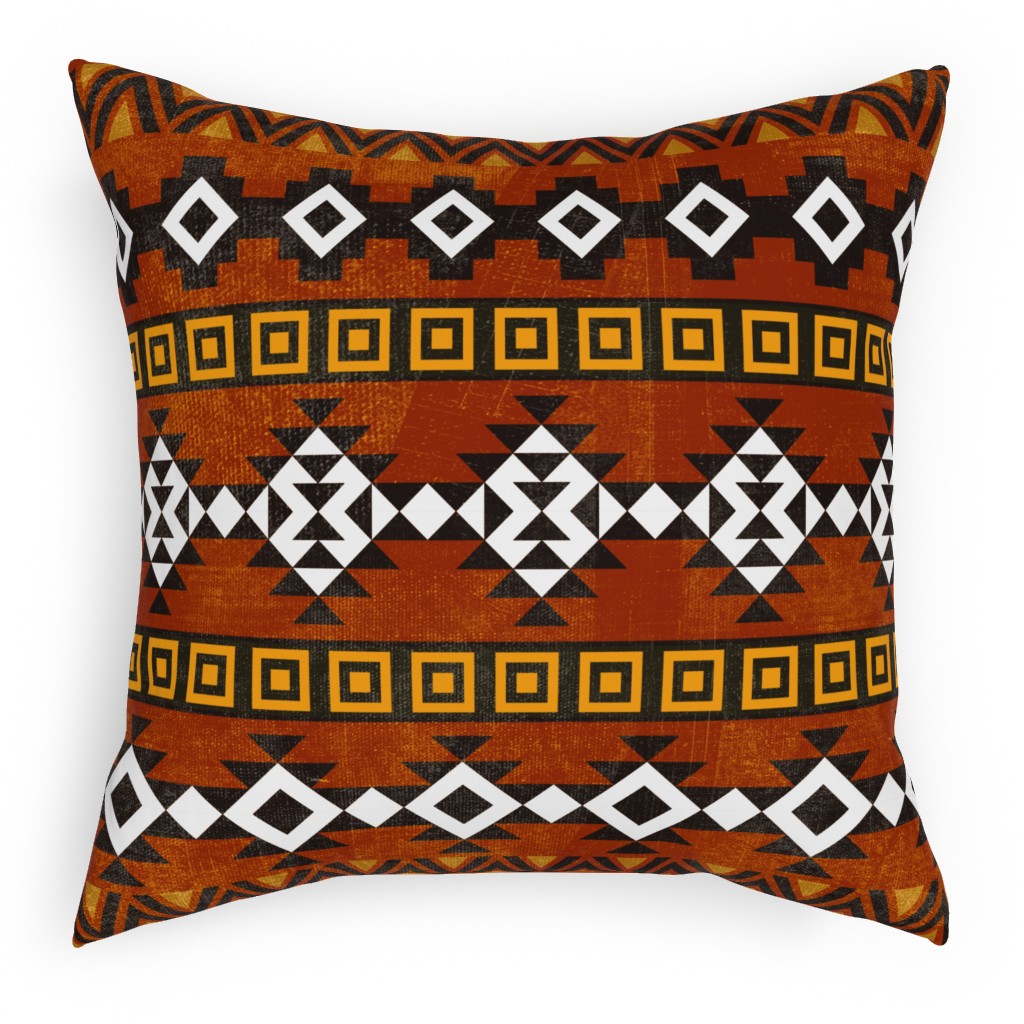 Modern Desert - Rust Pillow, Woven, White, 18x18, Double Sided, Orange