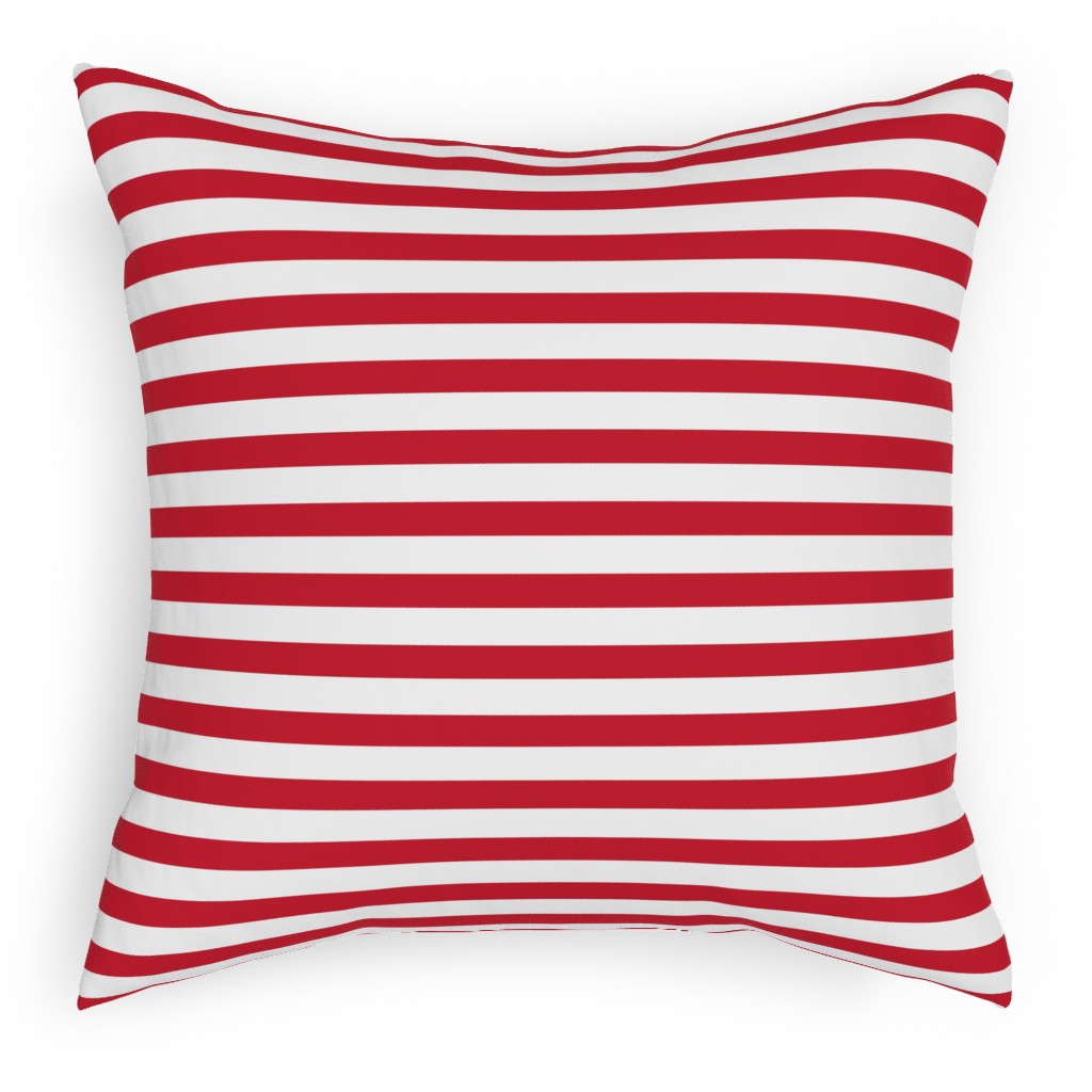 Stripes - Red and White Pillow, Woven, White, 18x18, Double Sided, Red, Red