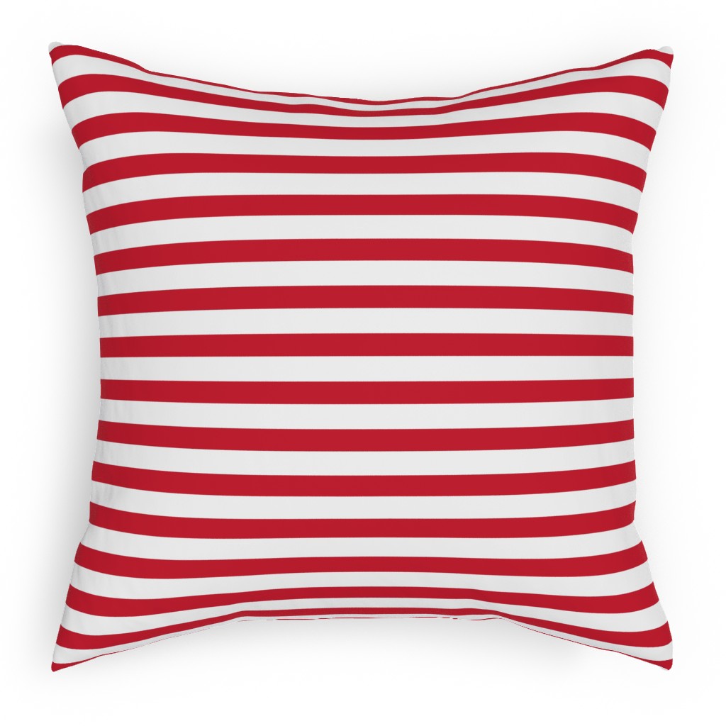 Stripes - Red and White Pillow, Woven, White, 18x18, Double Sided, Red