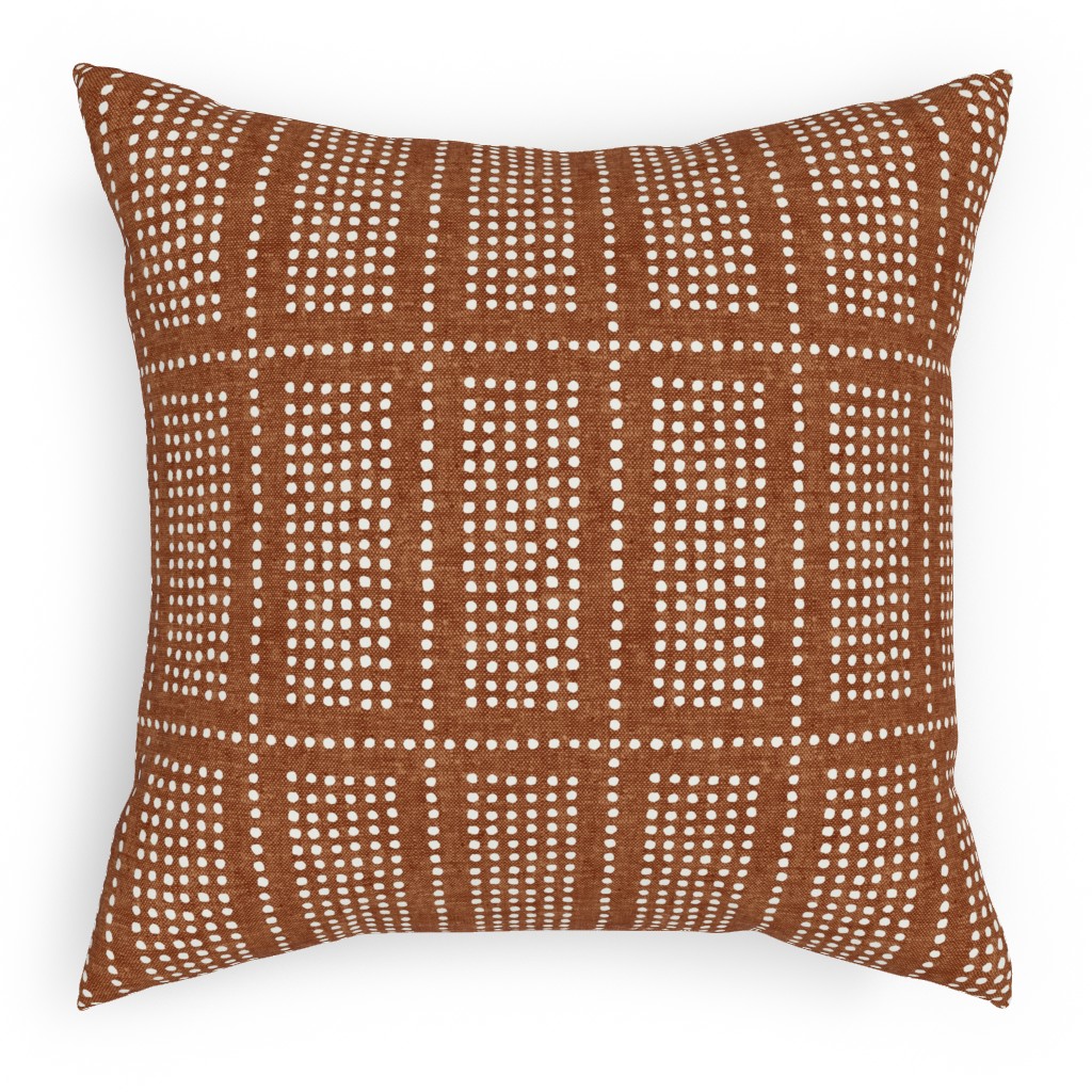 Dotty Boho Geometric - Ginger Pillow, Woven, White, 18x18, Double Sided, Orange